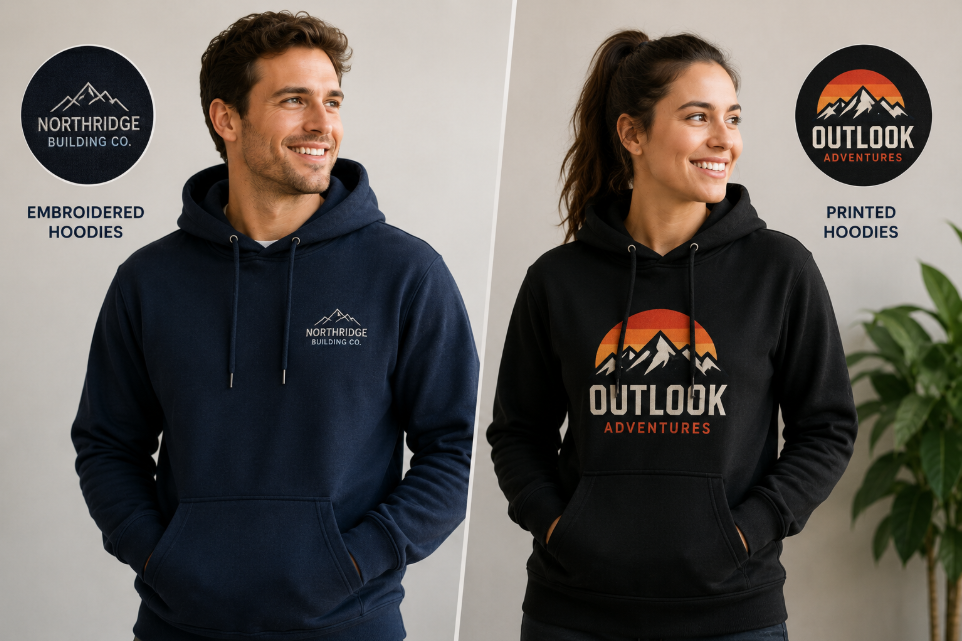 Embroidered Hoodies vs. Printed Hoodies