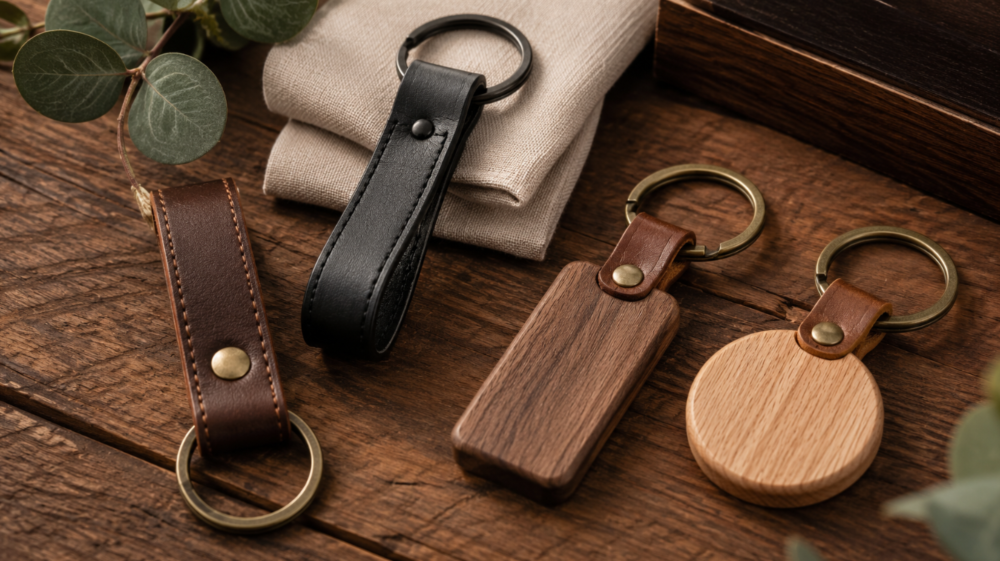 Leather And Wooden Keyrings: Premium Natural Materials