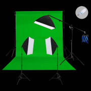 3 Head 750W Continuous Softbox Kit with Boom Arm
