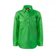 Kids Long Sleeve Closed Front Cotton Drill Shirt