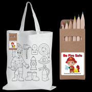 White Cotton Bag w/ Colouring Pencils