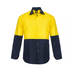 Hi Vis Long Sleeve Vented Cotton Drill Food Industry Shirt