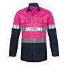 Two Tone Long Sleeve Vented Cotton Drill Shirt