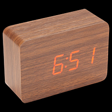 LED Display Clock - Wood