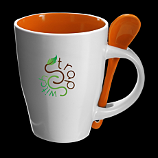 Ceramic Coffee Mug With Spoon