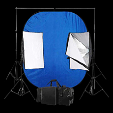 Blue & Green Reversible Backdrop with Softbox Lighting