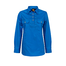 Ladies  Long Sleeve Closed Front Cotton Drill Shirt