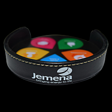 Leather Metal Coaster Combo Set