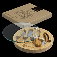 Glass & Bamboo Cheese Board