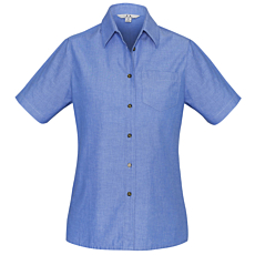 Ladies Wrinkle Free Chambray Short Sleeve Shirt