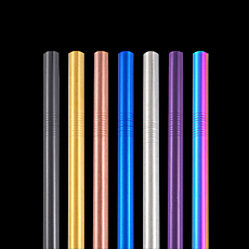 Metallic Stainless Steel Reusable Straws - 12mm x 215mm