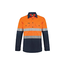 Heavy Duty Hybrid Two Tone Half Placket Cotton Drill Shirt