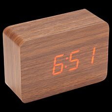 LED Display Clock - Wood