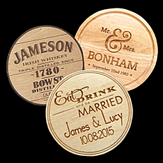 Wooden Heat Stamped Coasters