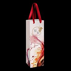 Wine Ribbon Handle Paper Bag - Full Colour