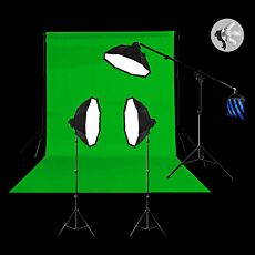 3 Head Powerful 5 Lamp Video Light Kit with Boom Arm