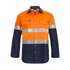Hi Vis Two Tone Long Sleeve Cotton Drill Shirt