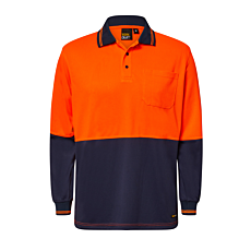Hi Vis Two Tone Long Sleeve Micromesh Polo With Pocket