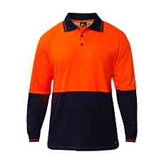 Hi Vis Two Tone Long Sleeve Cotton Back Polo