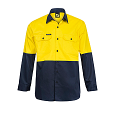 Hi Vis Two Tone Long Sleeve Cotton Drill Shirt