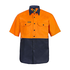 Hi Vis Two Tone Short Sleeve Cotton Drill Shirt