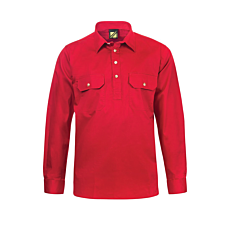 Lightweight Long Sleeve Half Placket Cotton Drill Shirt