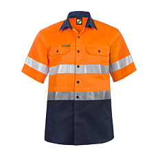 Hi Vis Two Tone Short Sleeve Cotton Drill Shirt