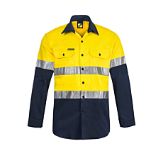 Hi Vis Two Tone Long Sleeve Cotton Drill Shirt