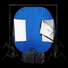 Blue & Green Reversible Backdrop with Softbox Lighting