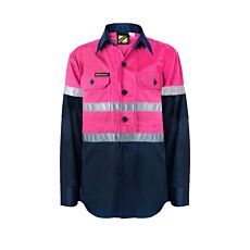 Kids  Two Tone Long Sleeve Cotton Drill Shirt