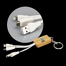 Bamboo Charging Cable Key Ring Rectangle