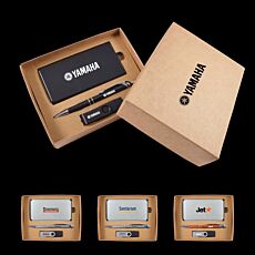 Harbour Pen, USB & Power Bank Cardboard Gift Set
