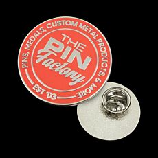 25mm Hard Enamel - PMS 805 C Neon/White, Shiny Silver Base