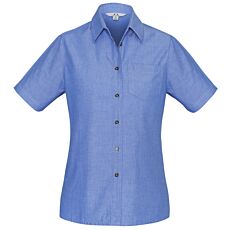 Ladies Wrinkle Free Chambray Short Sleeve Shirt