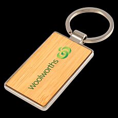 Rectangle Bamboo Zinc Keytag