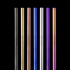 Metallic Stainless Steel Reusable Straws - 8mm x 215mm