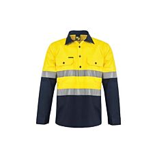 Hi Vis Two Tone Half Placket Cotton Drill Shirt 