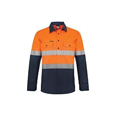 Heavy Duty Hybrid Two Tone Half Placket Cotton Drill Shirt