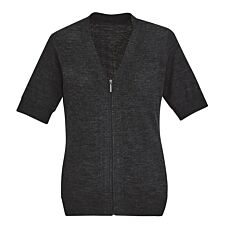 Womens Zip Front Short Sleeve Knit