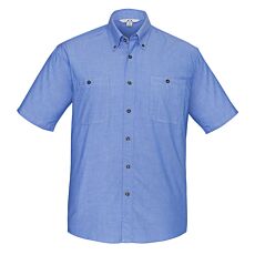 Mens Wrinkle Free Chambray Short Sleeve Shirt