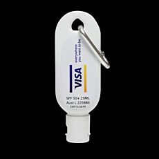 25ml 50+ Sunscreen Bottle w/ Carabineer