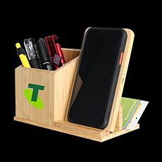 Multifunctional Bamboo Wireless Charger with Pen Holder