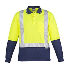 Mens Hi Vis Spliced Polo - Long Sleeve Shoulder Taped