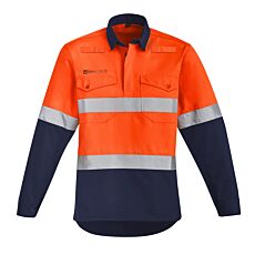 Mens Orange Flame HRC 2 Hoop Taped Closed Front Spliced Shirt