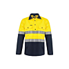 Hi Vis Two Tone Half Placket Cotton Drill Shirt 