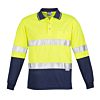 Mens Hi Vis Spliced Polo - Long Sleeve Hoop Taped