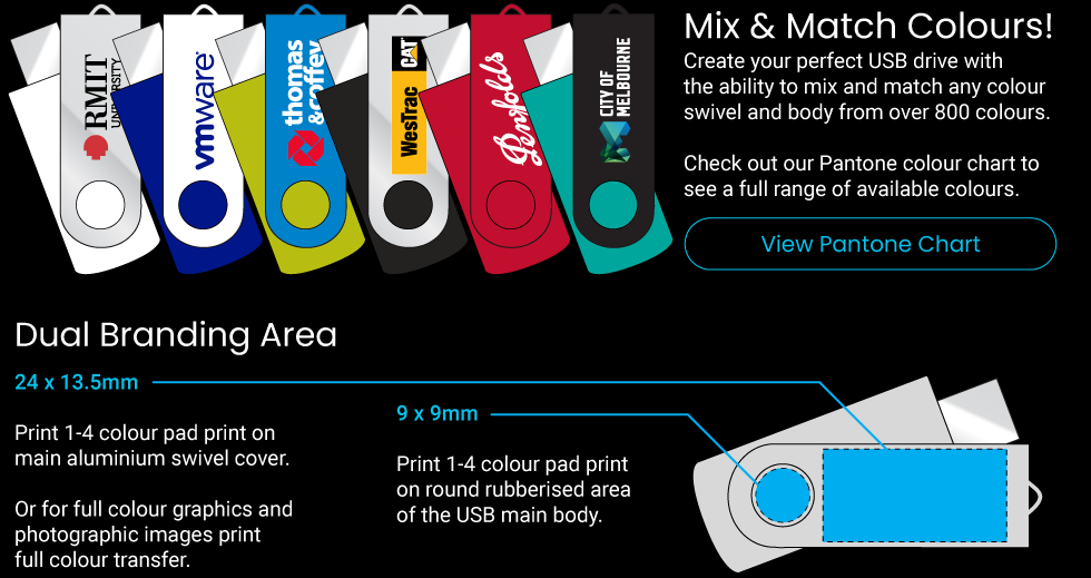 USB Swivel Print Zone