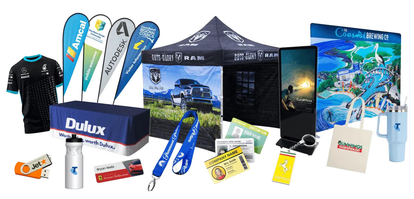 Range of custom branded promotional products
